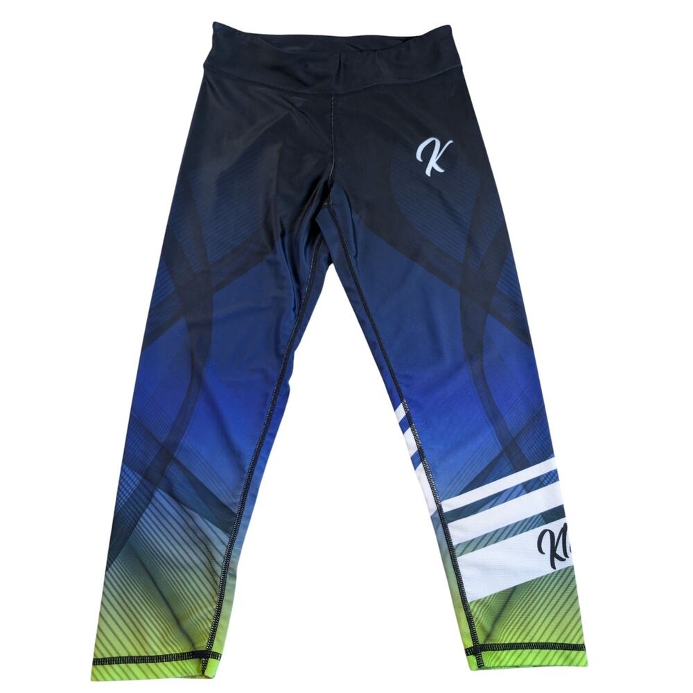 Klutch Cycling Capri Leggings Womens M Blue Compression Bike Tights